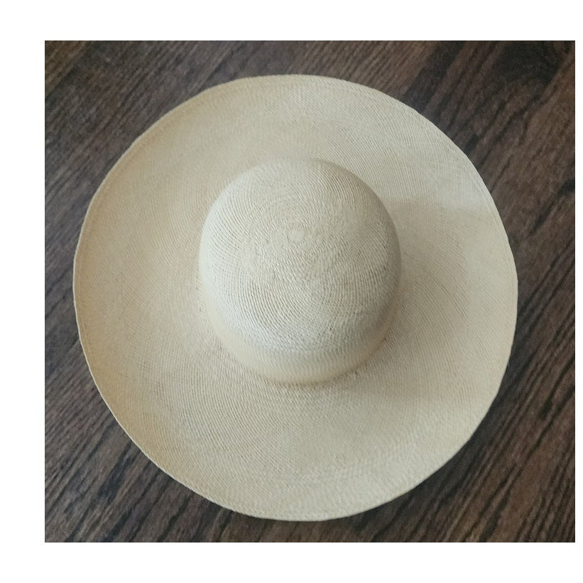Vintage 90s Brooks Brothers Panama hat Handwoven Beige Cream Straw