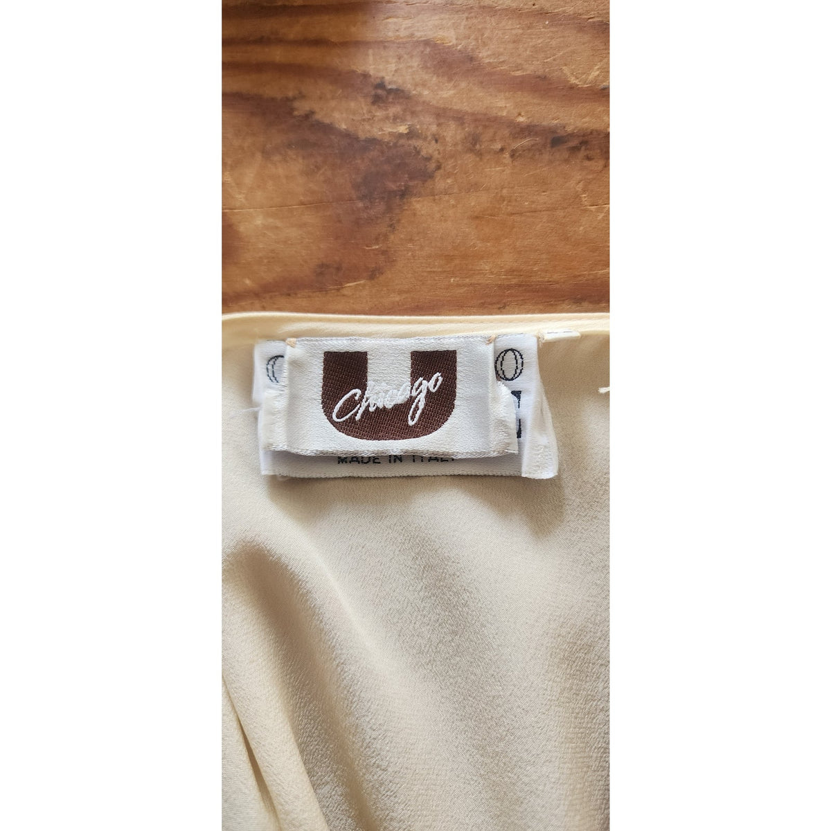 Vintage 1990s Gianfranco Ferre Cream Silk Wrap Blouse Black Cuffs Asymmetrical Top