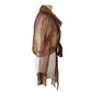 Vintage 90s Sheer Organza Blouse Jacket Copper Brown Sash Tie Belt