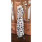Vintage 1980s Krizia Dress Silk Puff Sleeve Open Back Geometric Abstract Midi