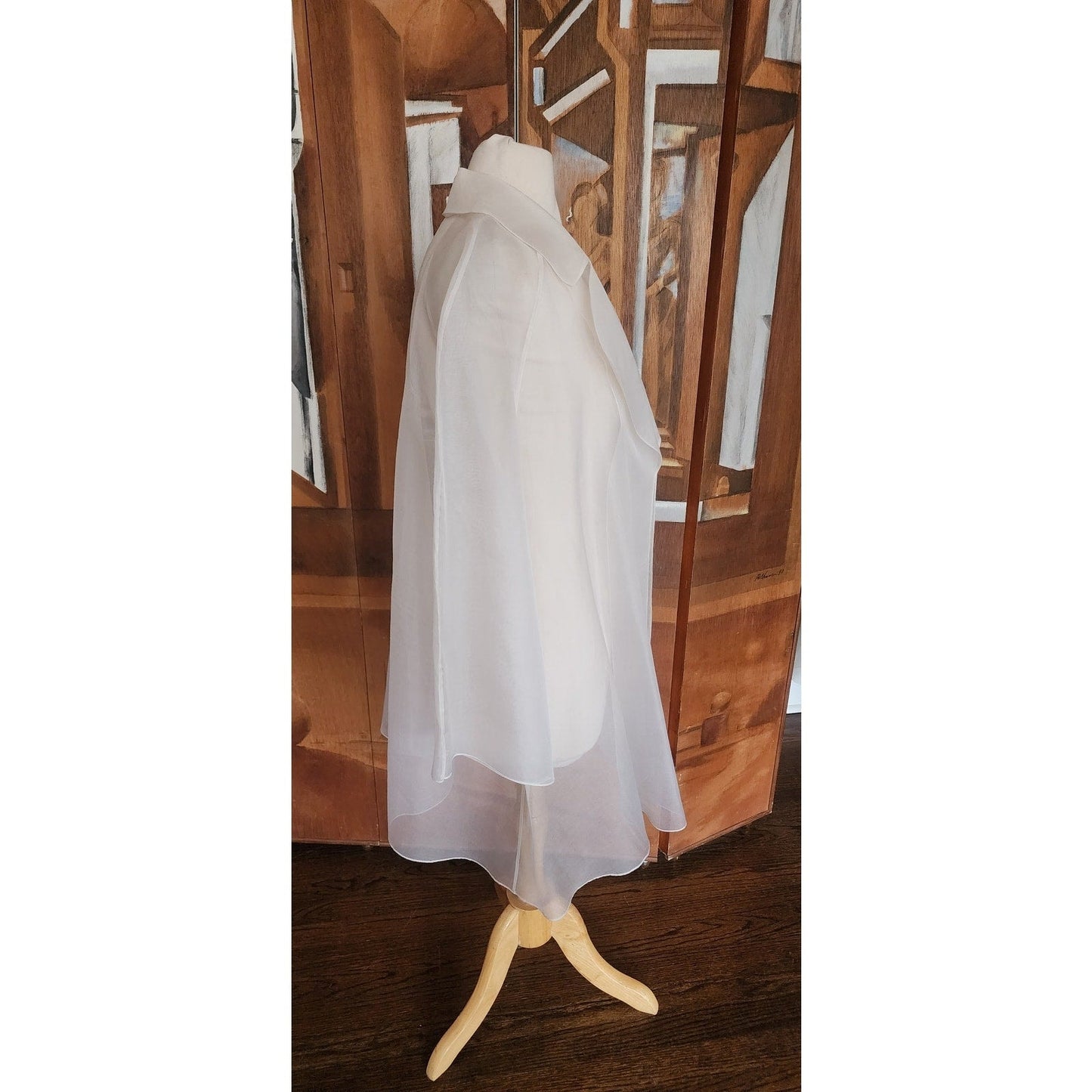 Vintage 1990s Sheer White Jacket White Organza Victoria March Chicago Designer