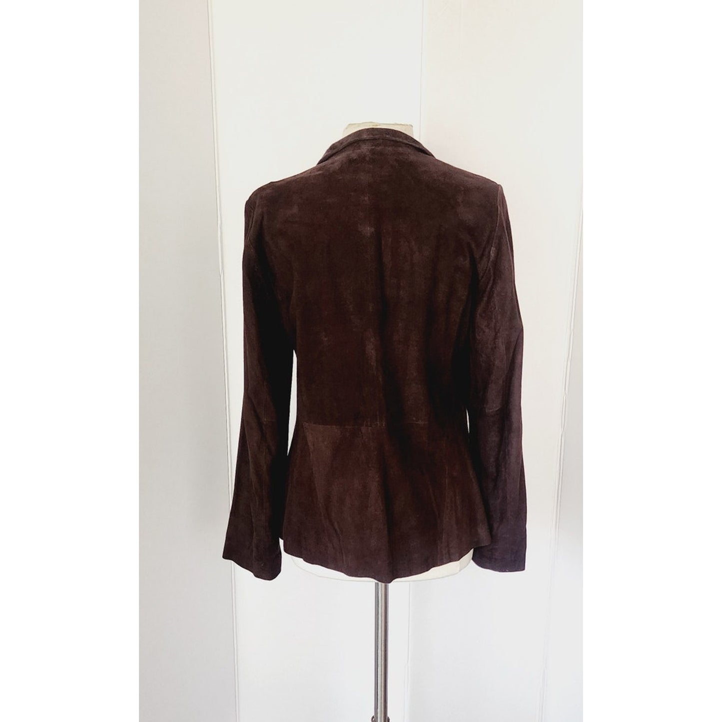 Vintage 2000s Eileen Fisher Blazer Goat Suede Chocolate Brown Open Front Jacket