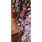 Vintage 1980s Ungaro Dress Silk Floral Rose Print Tie Neck Button Front Pockets
