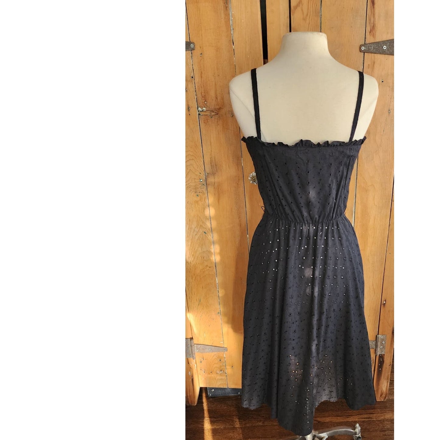 Vintage 70s Black Eyelet Lace Dress + Bolero Jacket Set Chetta B by Peter Noviello