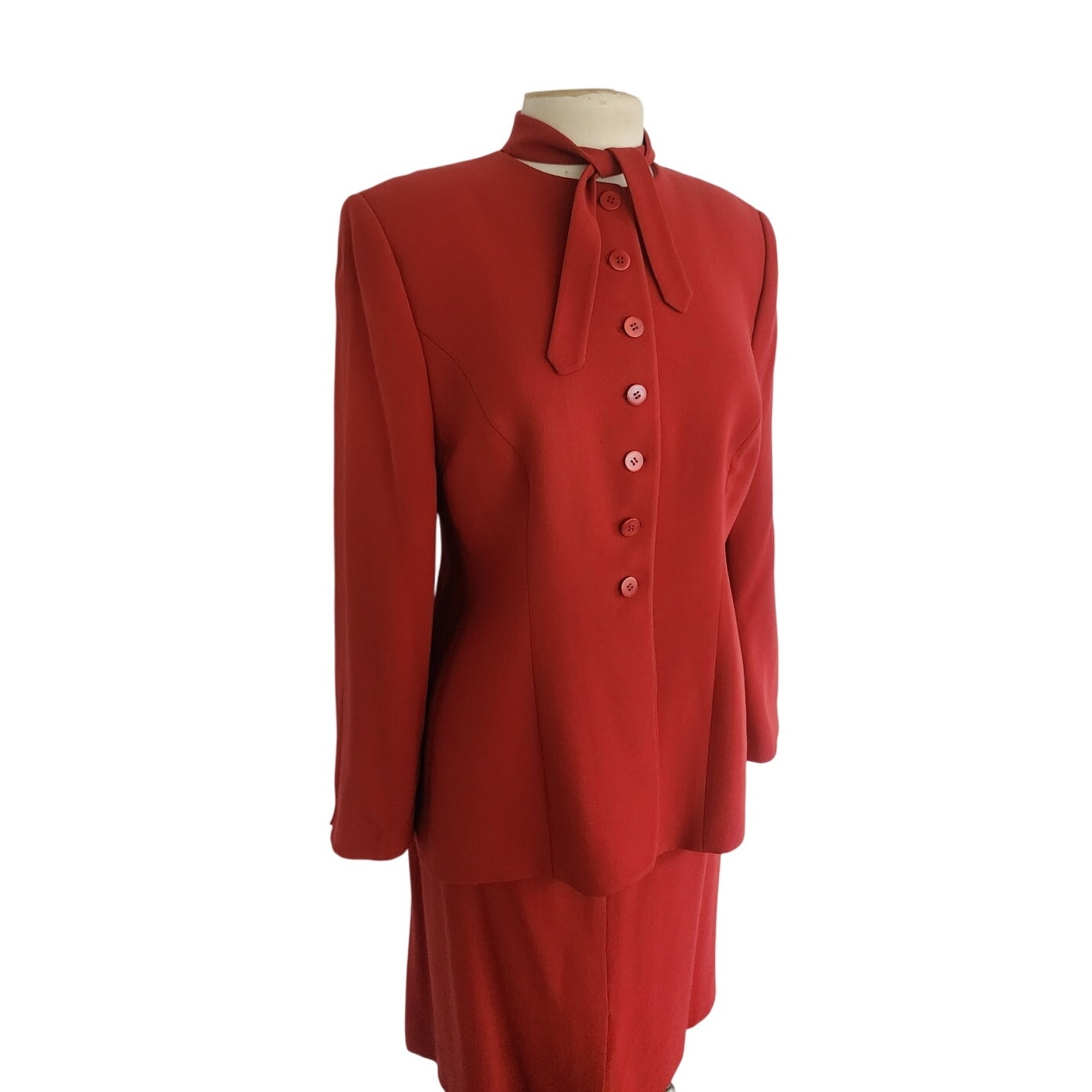 Vintage 1990s Armani Black Label Rust Red Skirt Suit IT 50