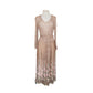 Vintage 1970s Jayna New York Dress Set Knit Crochet Top + Skirt Beige Lace Embroidery