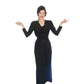 Vintage 1980s Oscar de la Renta Evening Dress Black Liquid Jersey Rhinestones Cowl Neck M