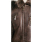 Vintage Y2K Brown Leather Parka Coat w/Fur Lined Hood & Shearling Liner Fitted S