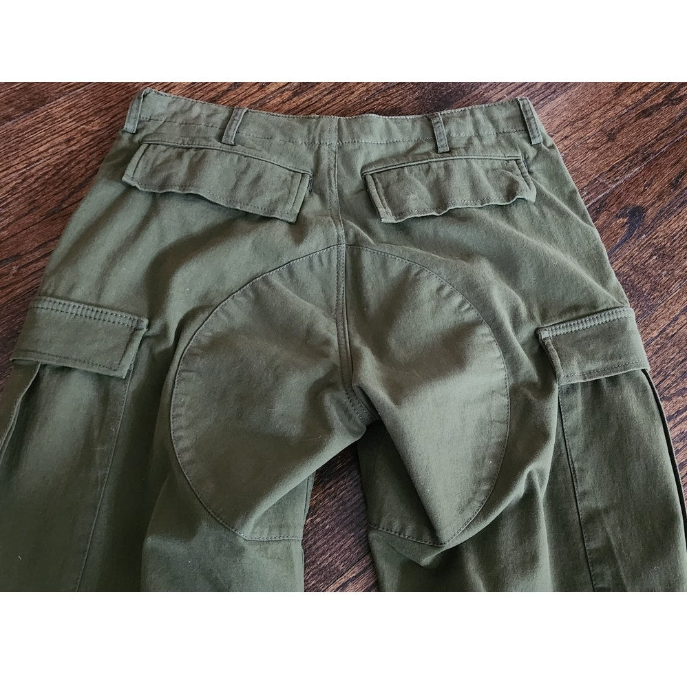 Lola Loves Cargo Designer Pants Green w/Black Lace Embroidery 30" Waist