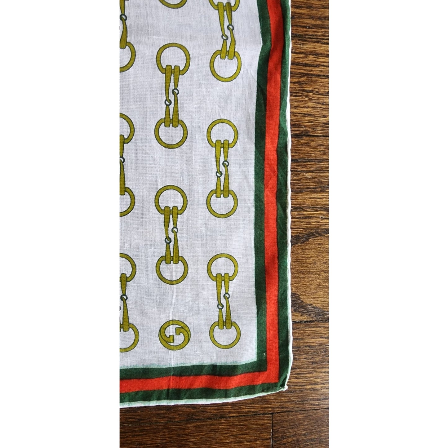 Vintage 1970s Gucci Scarf Cotton Print Horsebit Equestrian Pattern