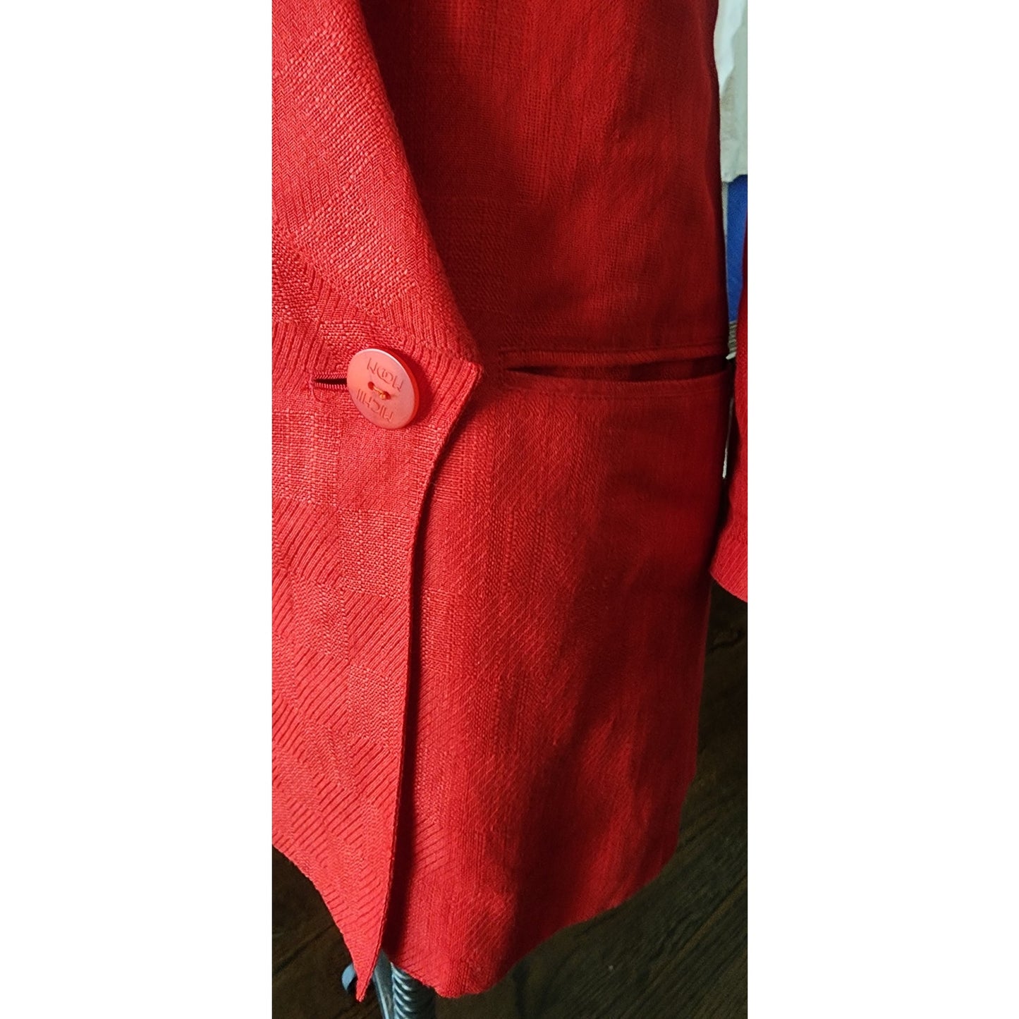 Vintage 80s Red Blazer Power Shoulders Jacket Michi Moon Sanyo