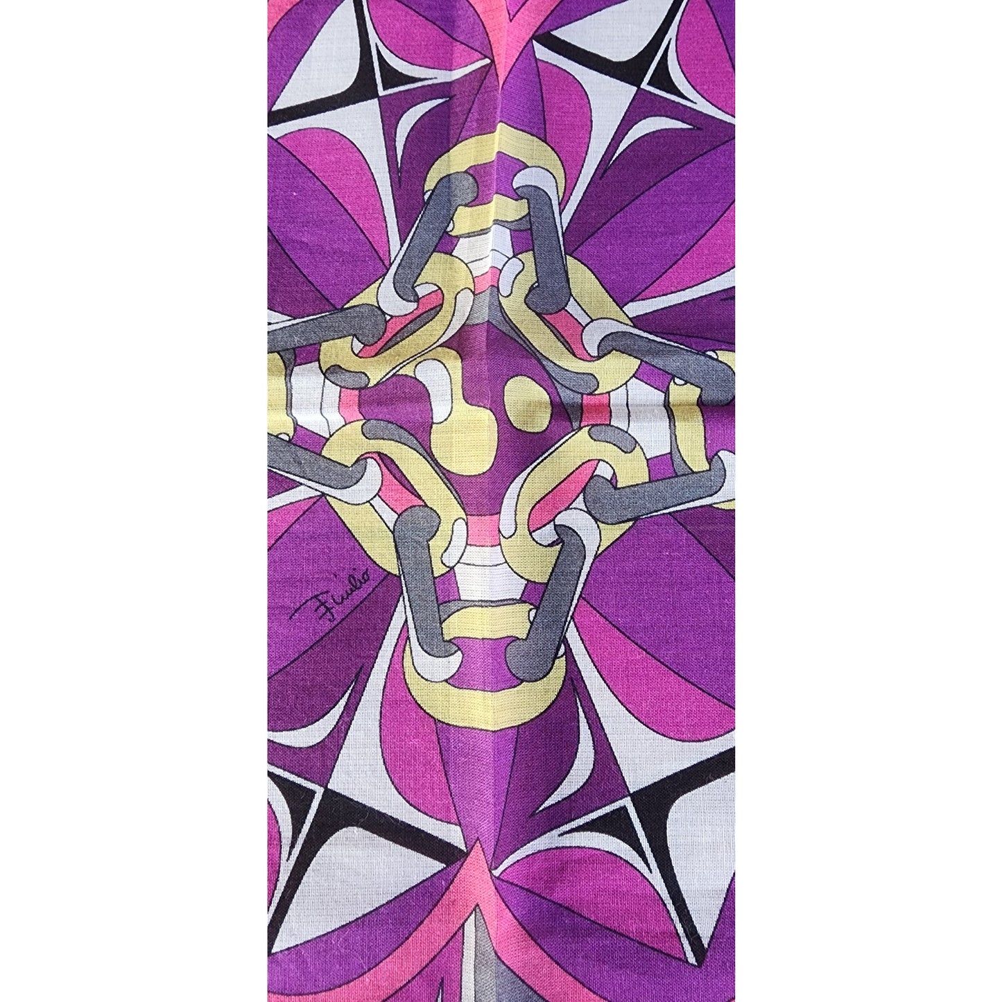 Vintage Pucci Cotton Print Scarf Purple Pink Pattern 16" Square Foulard