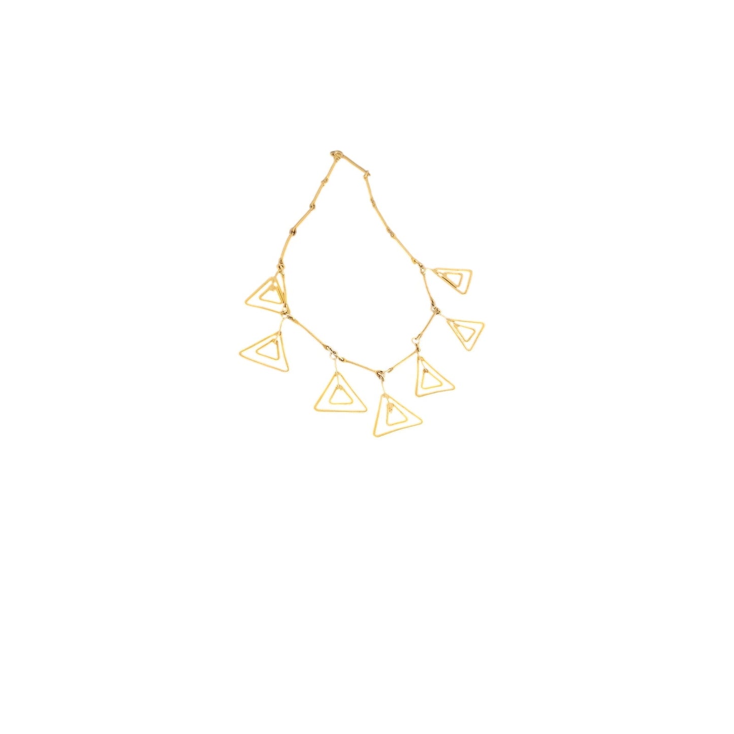 Vintage Gold Necklace Geometric Triangle Pendants Klimt Art Deco Style