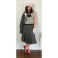Vintage 60s Mod Suit Pleated Midi Skirt + Top Gray Black Wool Tweed