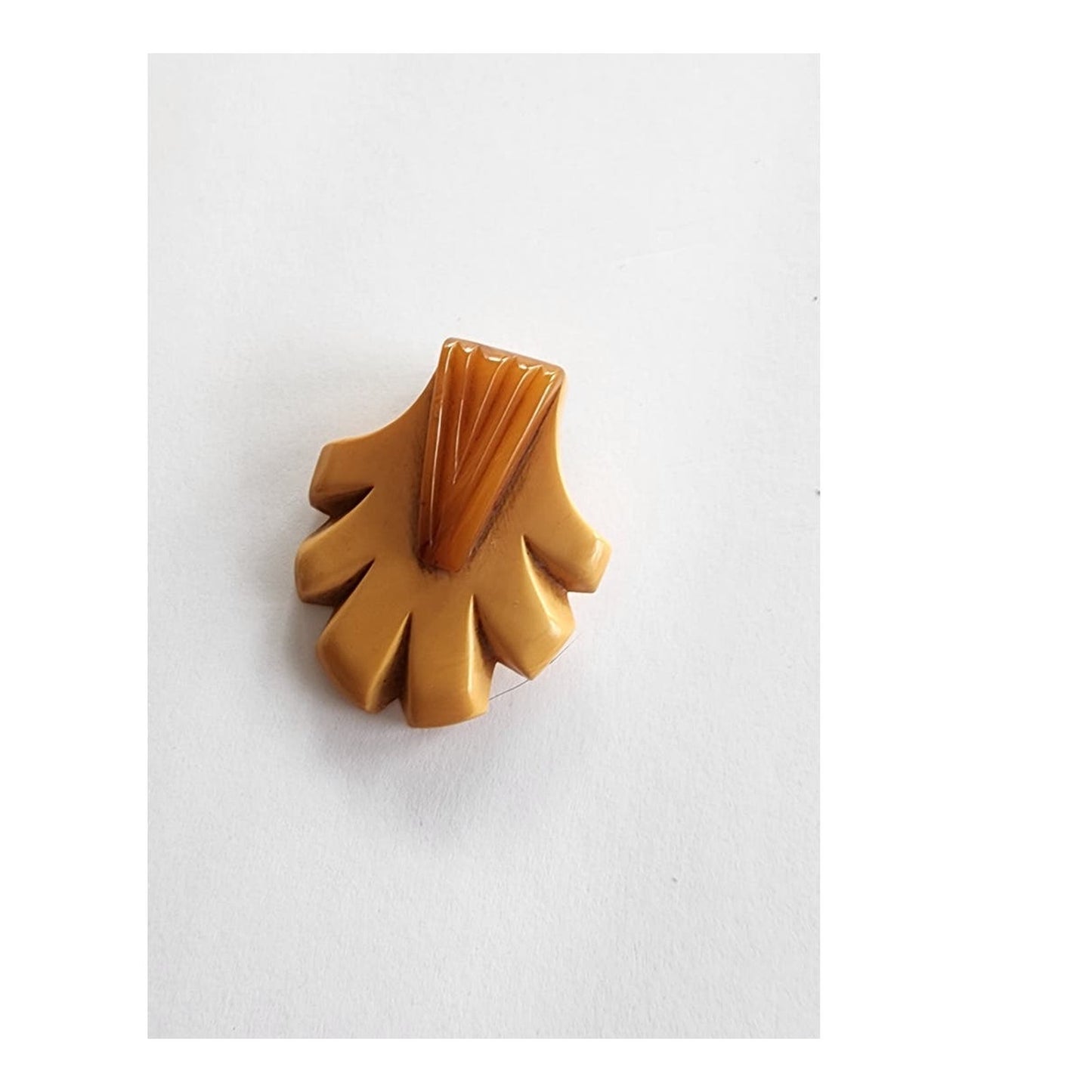 Vintage 40s Bakelite Butterscotch Scarf Pin Leaf Frond