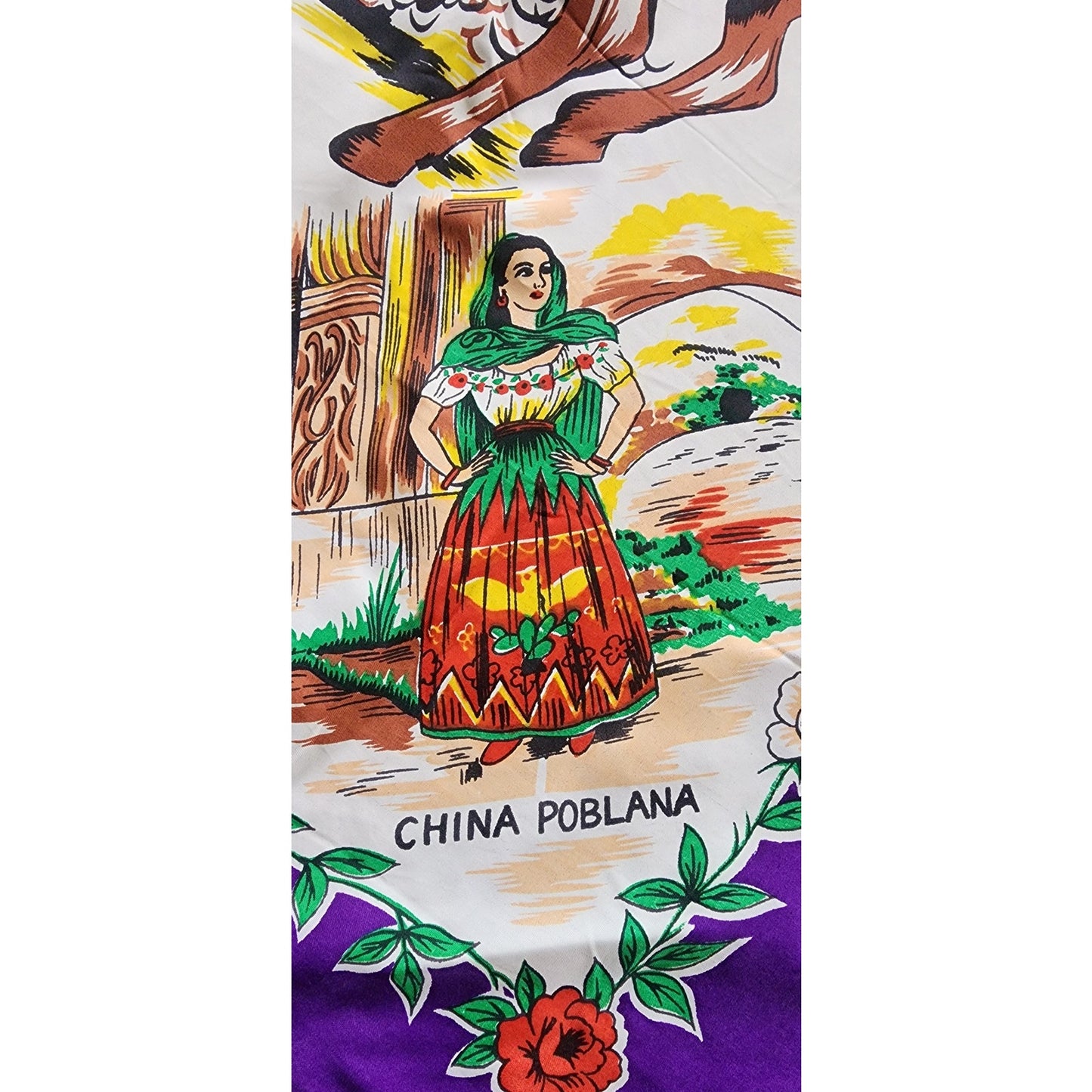 Vintage Souvenir Scarf Mexico Matador Bullfighting Print