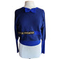 Vintage 90s Sonia Rykiel Blue Striped Sweater w/Bow