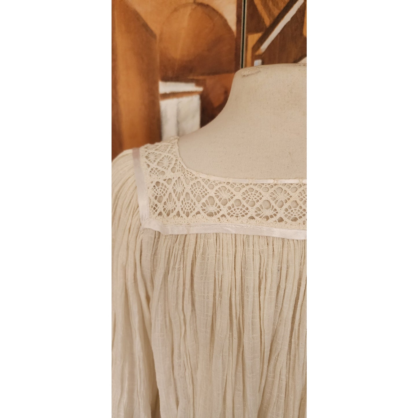 Vintage Gauzy Cotton Blouse Angel Sleeve Boho Inty Huasy Ecuador Boho Hippie