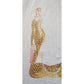 Vintage 1980s Erte Silk Scarf White Gold Art Deco Leopard Lady Letter L Femme Panthere
