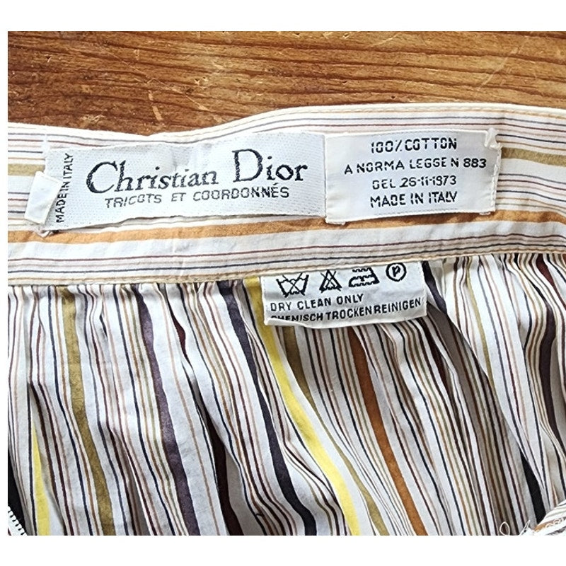 Vintage 70s Christian Dior Skirt Black Yellow White Stripe / S