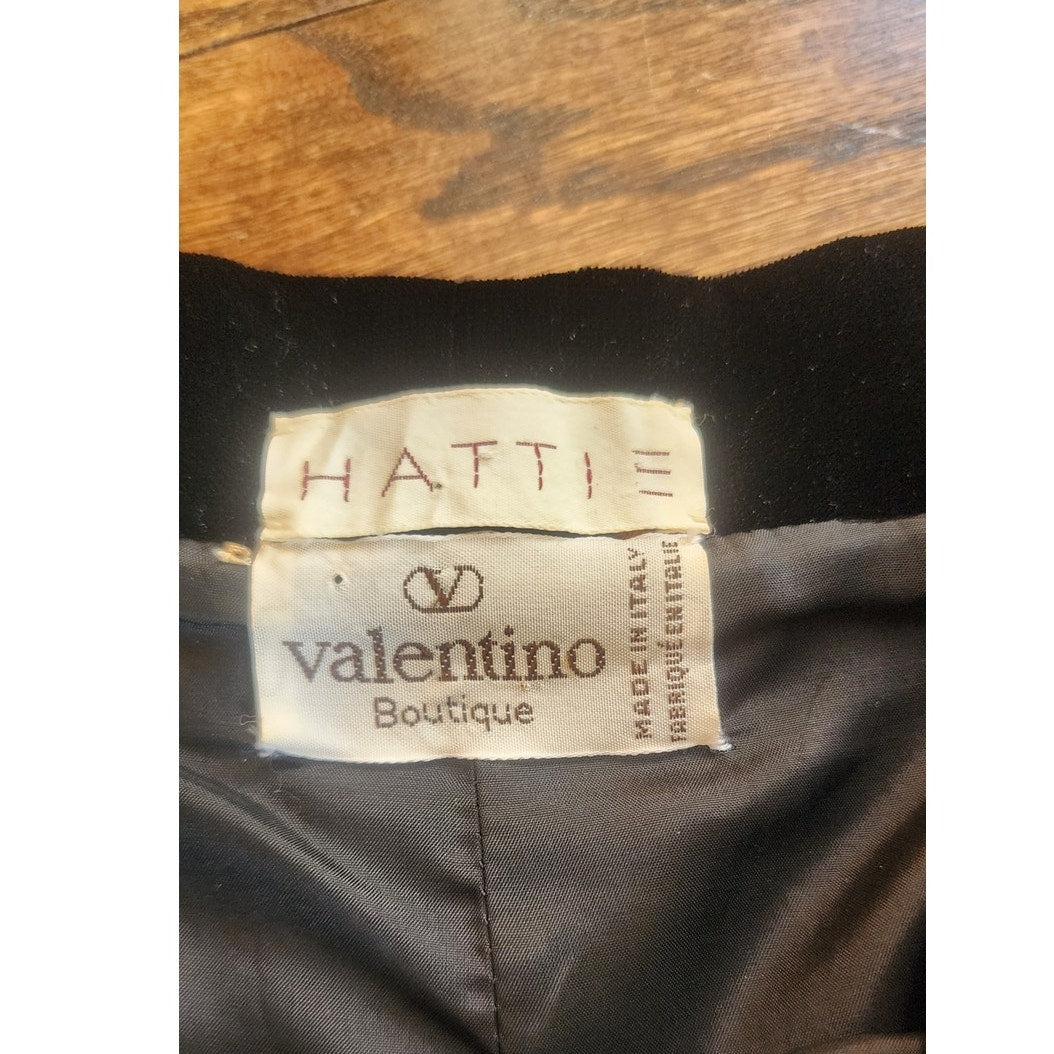 Vintage 80s Valentino Pants Black Velvet w/Race Ruffled Trim