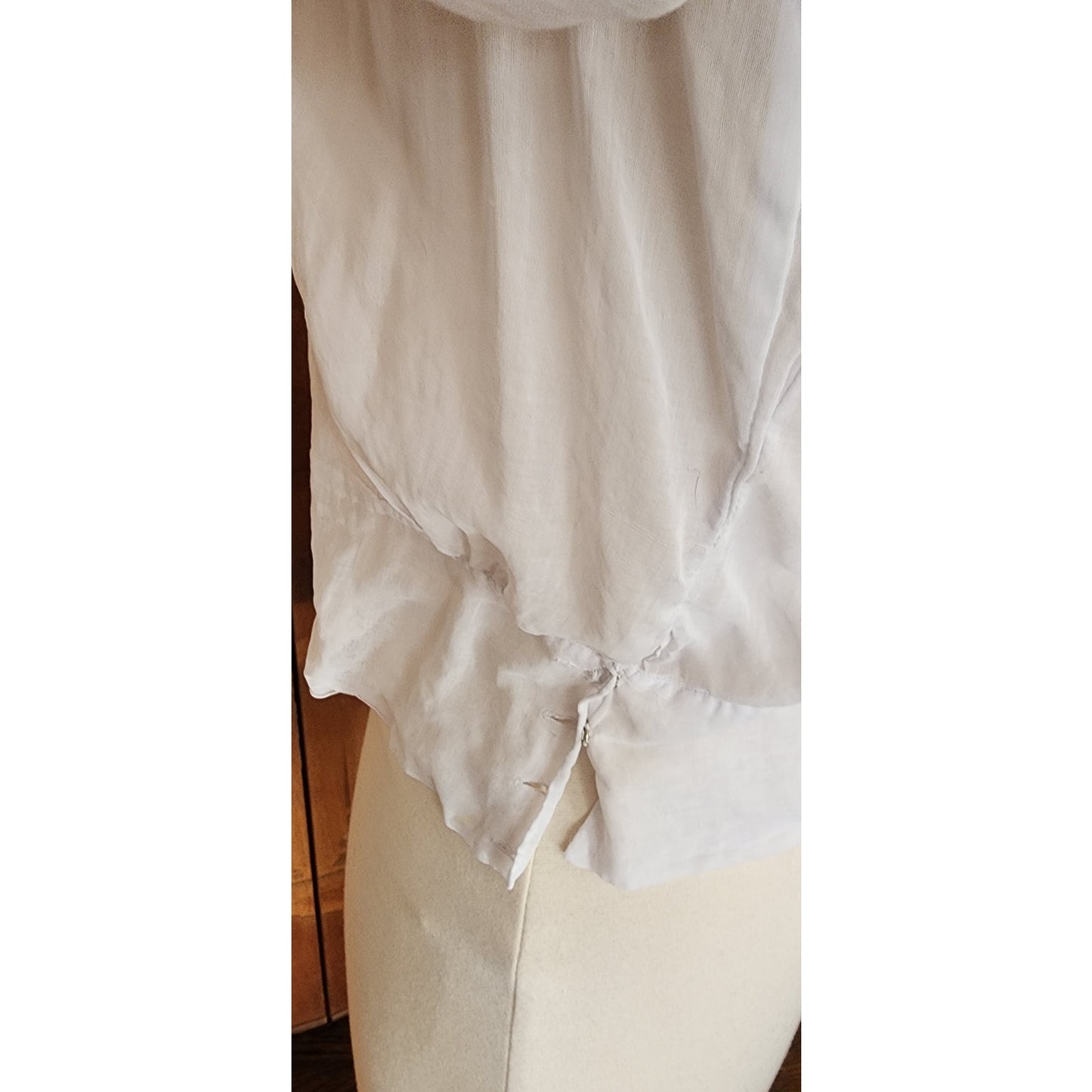 Antique Edwardian Blouse White Cotton Lace Embroidery Sailor Collar / S