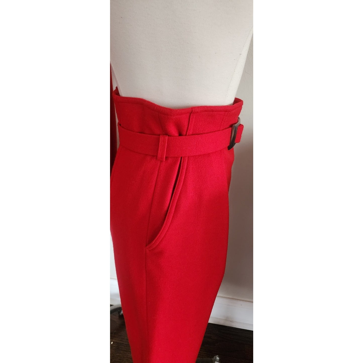Vintage 1980s GUY LAROCHE Skirt Suit Red Wool DOCUMENTED 1989 / M