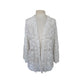 Vintage Crochet Blazer White Openwork Knit Cardigan Jacket w/Collar