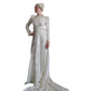 Vintage 1940s Wedding Dress Ivory Damask Long Sleeves by LaRose / Small