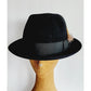 Vintage 60s Mens Fedora Stetson Hat Black Wool Orange Feather 7 3/8