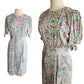 Vintage 80s Dress Floral Print Silk Norah Noh Monet Impressionist Pattern