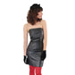 Vintage 90s Black Leather Strapless Dress Bodycon August Silk / S