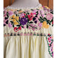 Vintage 60s Mexican Dress Floral Embroidery Pale Yellow