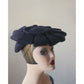 Vintage 1930s Tilt Hat Austelle Navy Blue Structured Saucer Modernist Sculpted