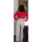 Vintage 80s Beige Pants High Waisted Slacks w/Pleats / S