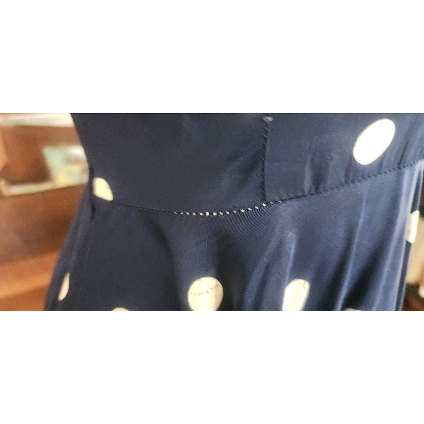 Vintage 1950s Lilli Diamond Dress Blue  White Polka Dot Print Midi / S