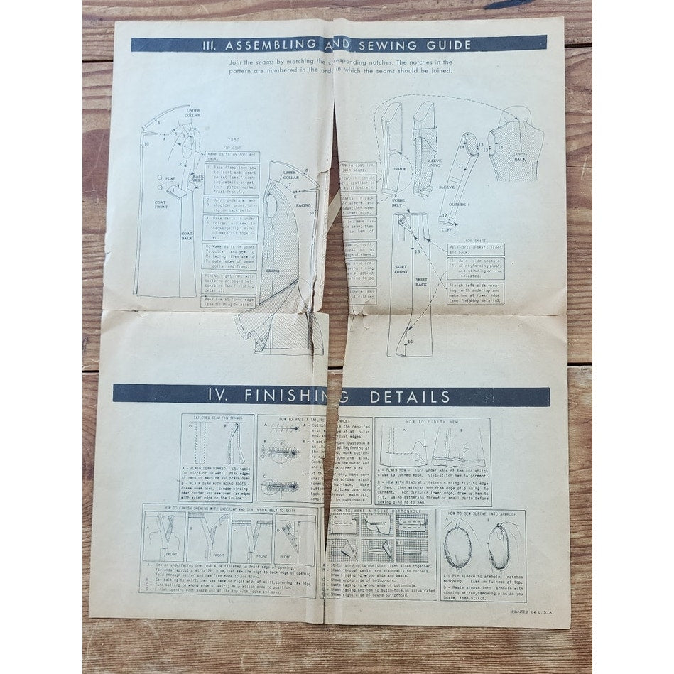 Vintage 30s Sewing Pattern: Ladies Two-Piece Suit McCall 7952 Bust 32