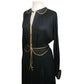 Vintage 1970s Geoffrey Beene Set Black Jersey Blouse Maxi Skirt Gold Trim Boho