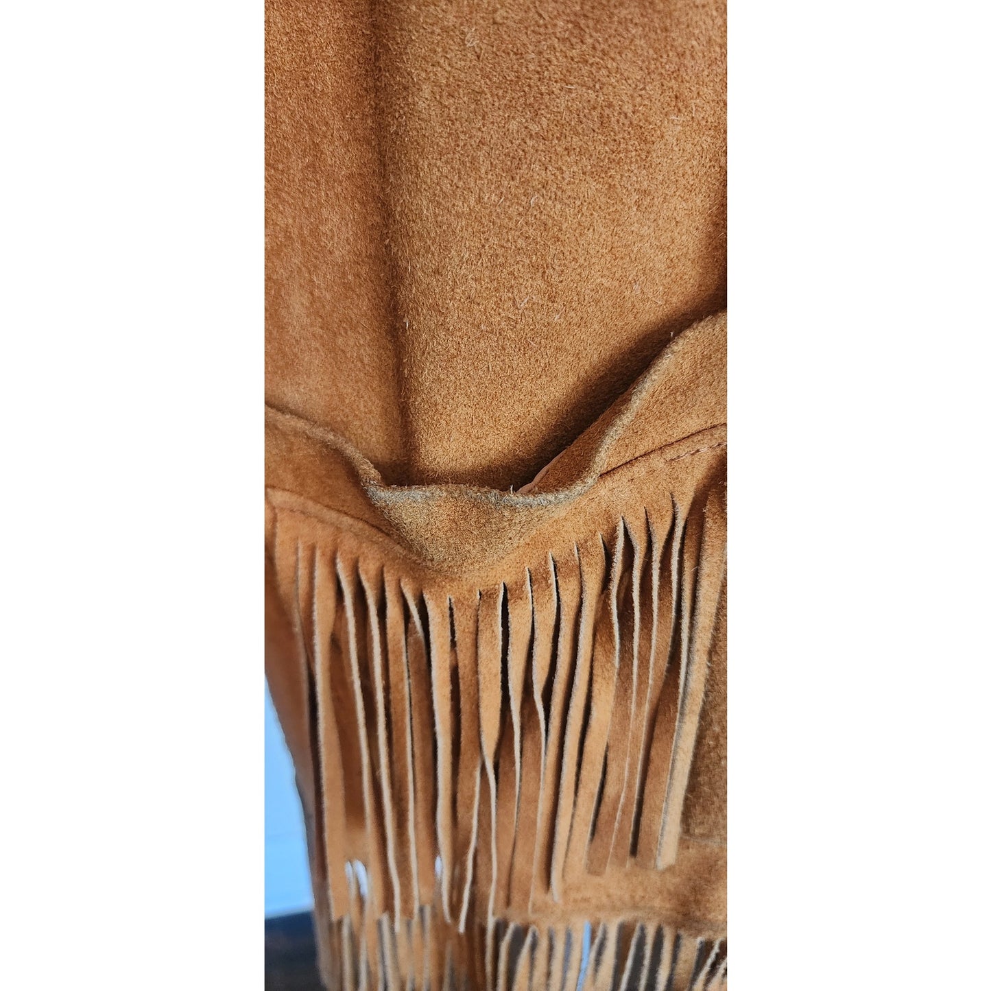 Vintage Berman's Buckskin Leather Mens Jacket Fringed Beige Suede 44
