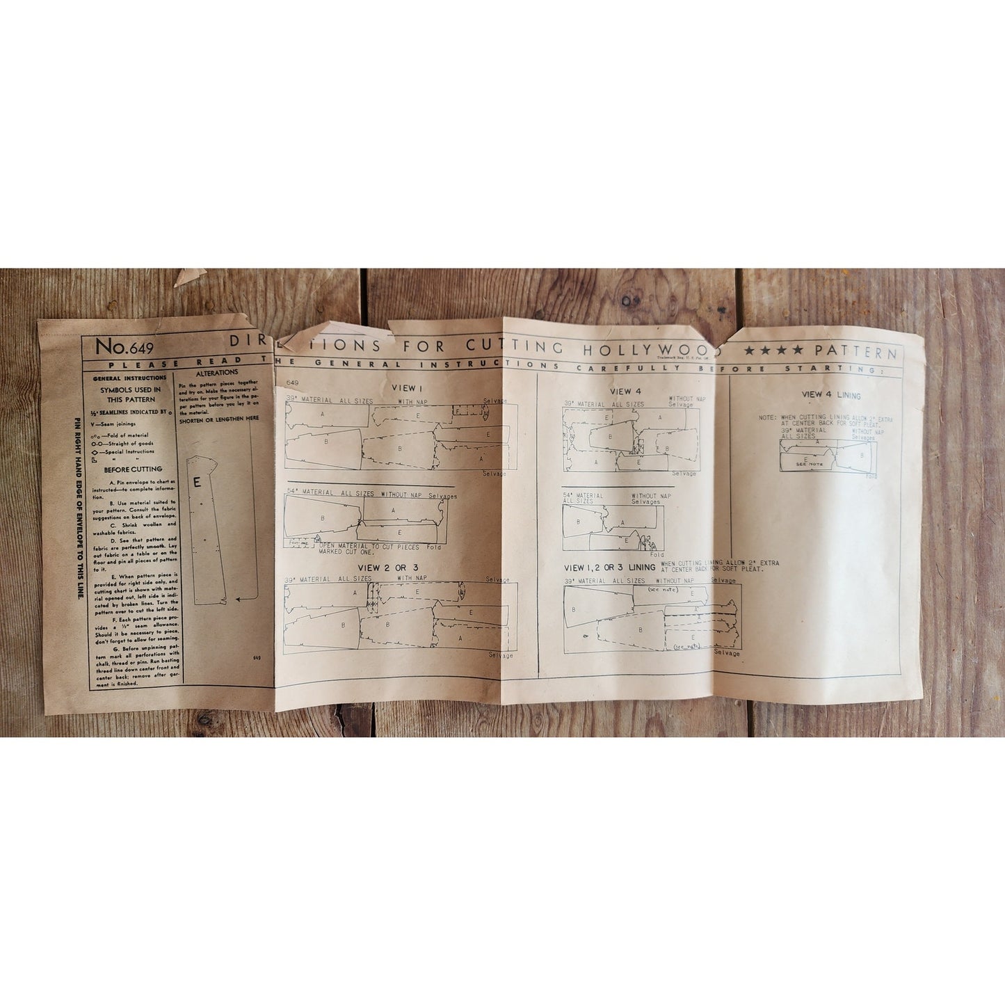 Vintage 40s Sewing Pattern ORIGINAL: Cape Short Long Hollywood Patterns 649