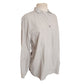 Vintage 1990s Prada Shirt Gray Button Down Long Sleeve Blouse Zipper Pockets L