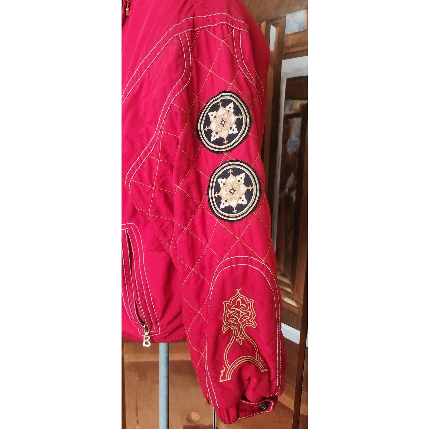 Vintage 1990s Bogner Ski Jacket Goan Thylmann Red Alpine Parka Lion Emblem Fleece Liner