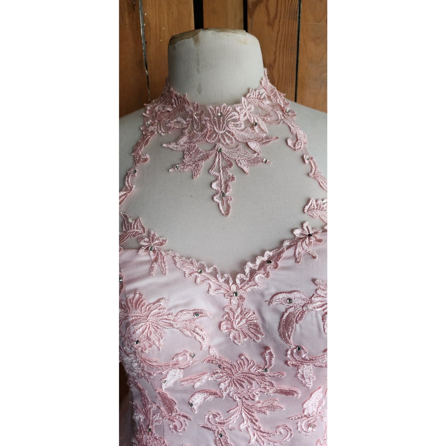 Y2K Era Pink Princess Dress Tulle Lace Embroidery Corset Lace Back Barbie