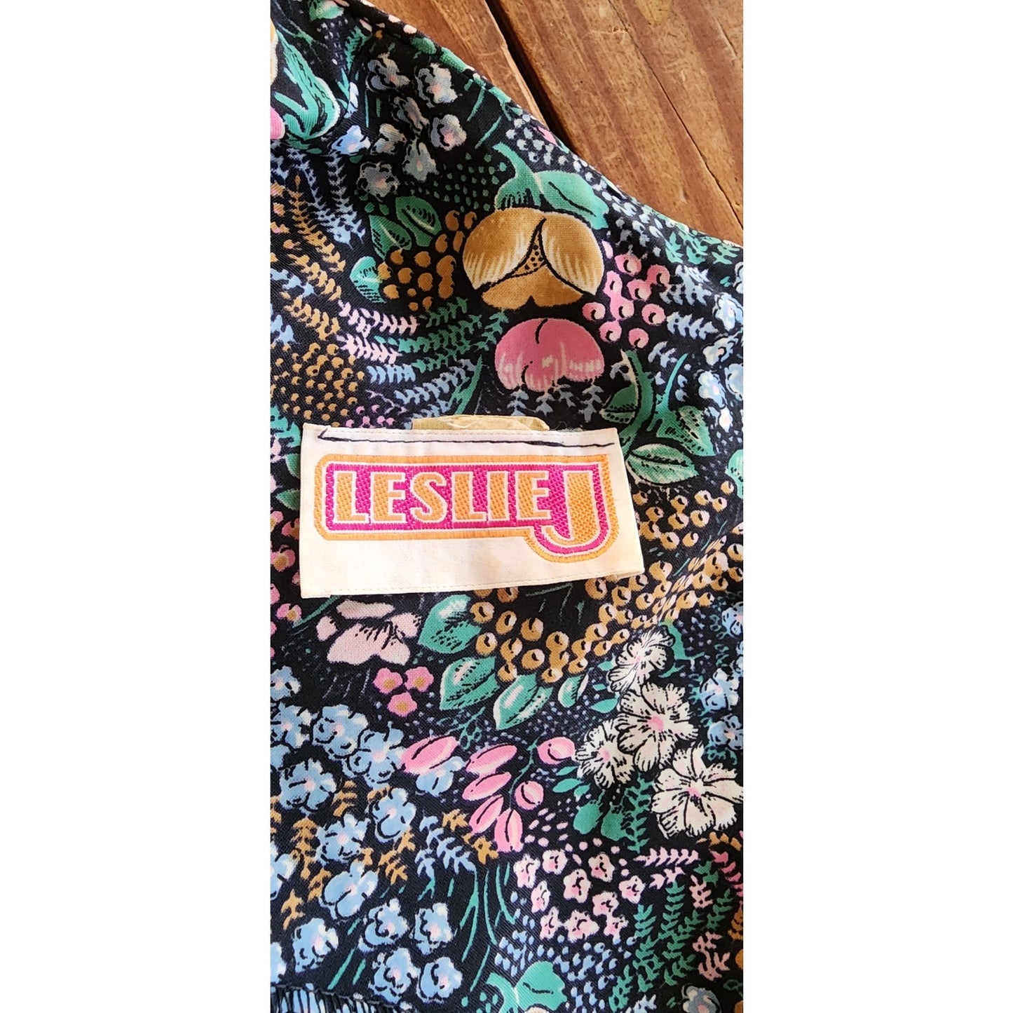 Vintage 70s Floral Print Boho Dress Long Sleeves Leslie J / M