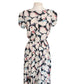 Vintage 1980s Krizia Dress Silk Puff Sleeve Open Back Geometric Abstract Midi
