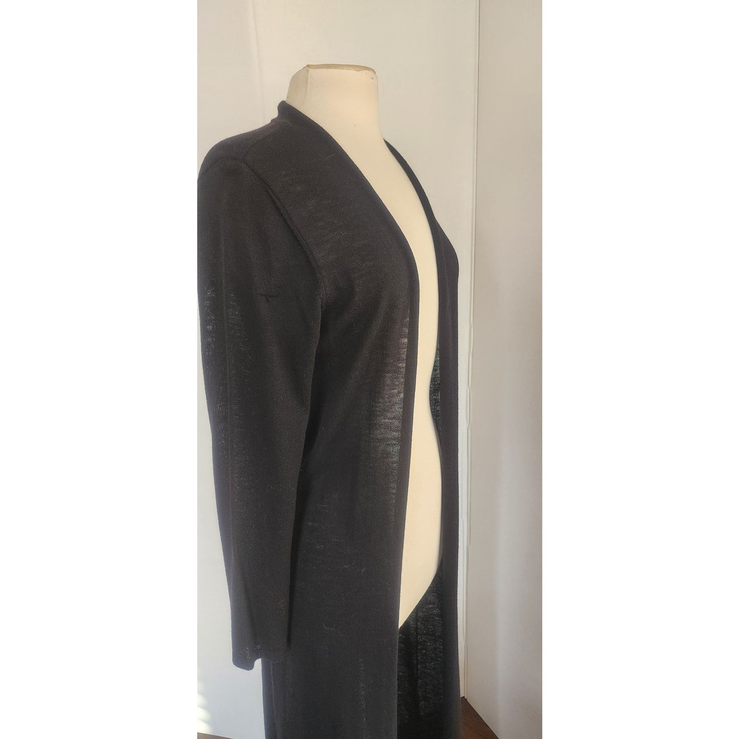 Eileen Fisher Black Wool Duster Long Cardigan / M