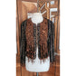 Vintage 90s Sandy Starkman Bohemian Crochet  Embellished Fringe Jacket Art to Wear