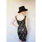 Vintage 1960s Cocktail Dress Black Gold Floral Beaded Brocade Sleeveless Wiggle Party Dress Ornate S
