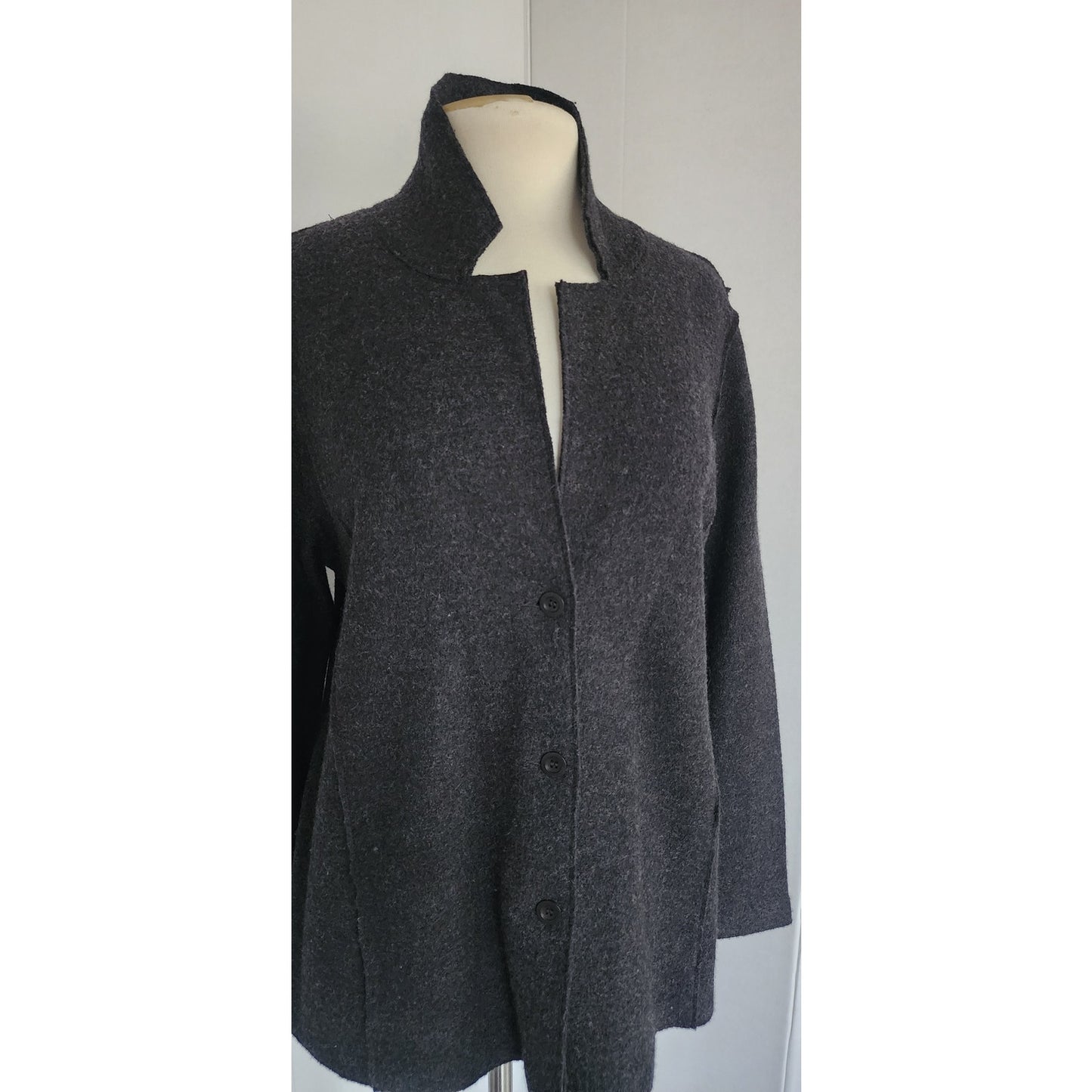 Eileen Fisher Jacket Merino Wool Gray Blazer