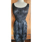 60s Wiggle Dress Black Beaded Silk Hong Kong Embroidery / M